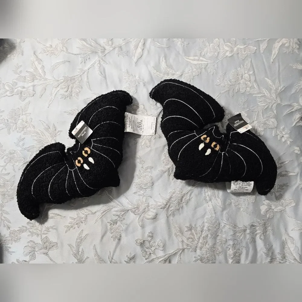 Bundle of two Decorative Halloween Boucle Bat Pillow, 22